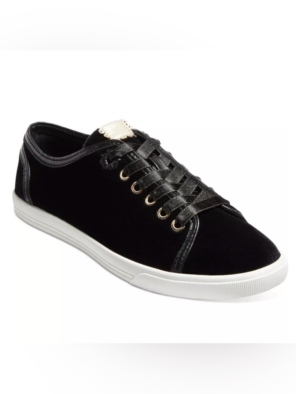 Jack Rogers Women's Black Lia Velvet Sneaker with Ribbon Laces 7.5 NIB